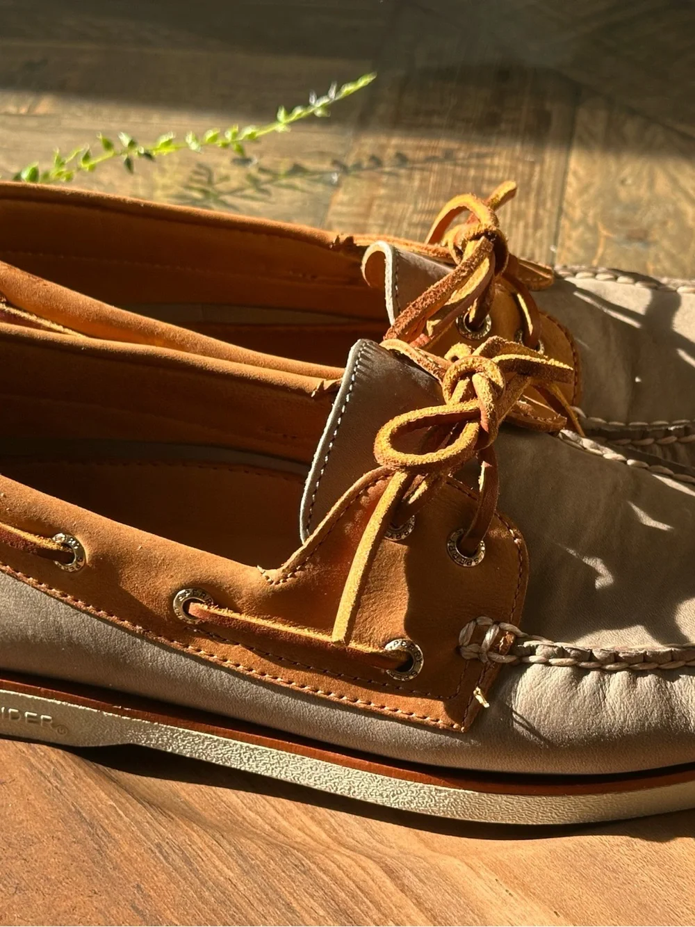 Mens Sperry Top-Sider GOLD CUP 2-Eye Boat Shoe, STS17942 Size 9.5 Steel/Tan READ